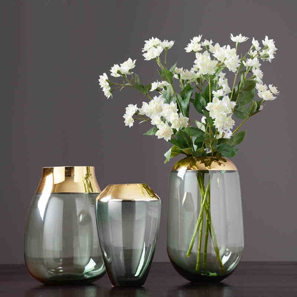 simple and modern gray-green transparent glass vase decoration