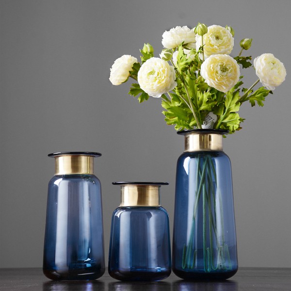 amber nordic blue glass vase