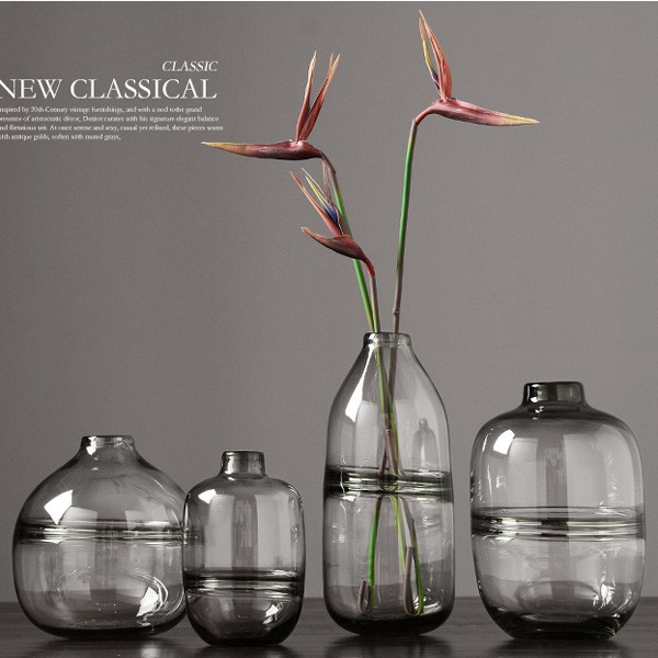 Modern minimalist transparent gray glass vase