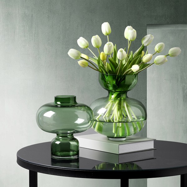 modern living room light luxury transparent green glass water planting vase