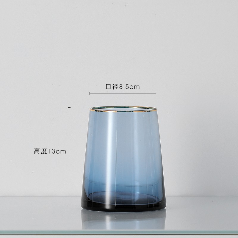 gold painted transparent glass vase