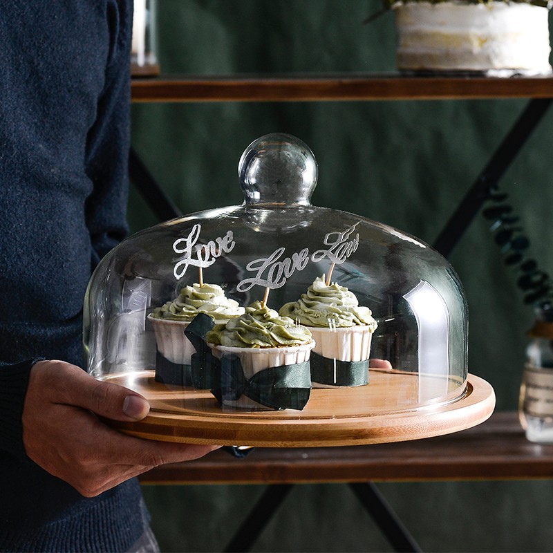 Glass Bell Cloche Display Dome With Glass Tray