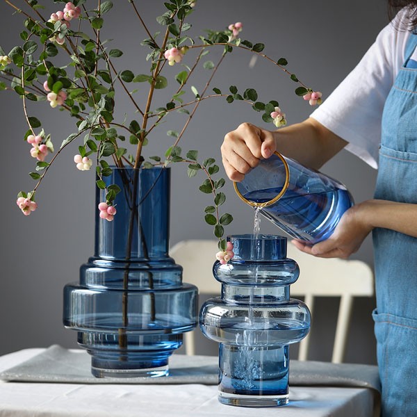 Blue glass vase home decoration living room soft furnishings